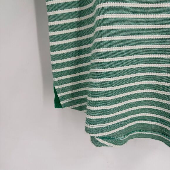 Lands' End Women’s Kelly Green Striped LS Top‎ W/ Chest Pocket Textured Size L - Picture 7 of 8